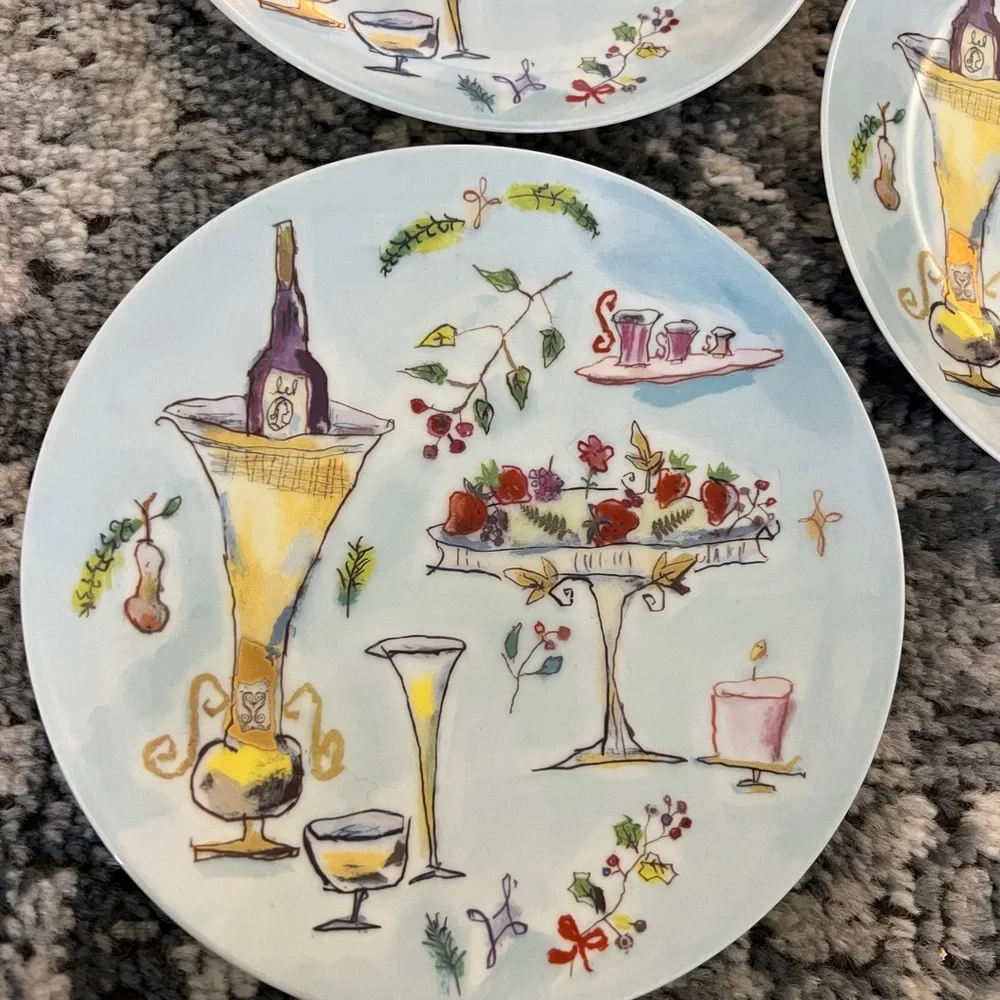 NEW SET OF 3 Crate & Barrel RSVP Diane Bigda plate SALAD APPETIZER DESSERT